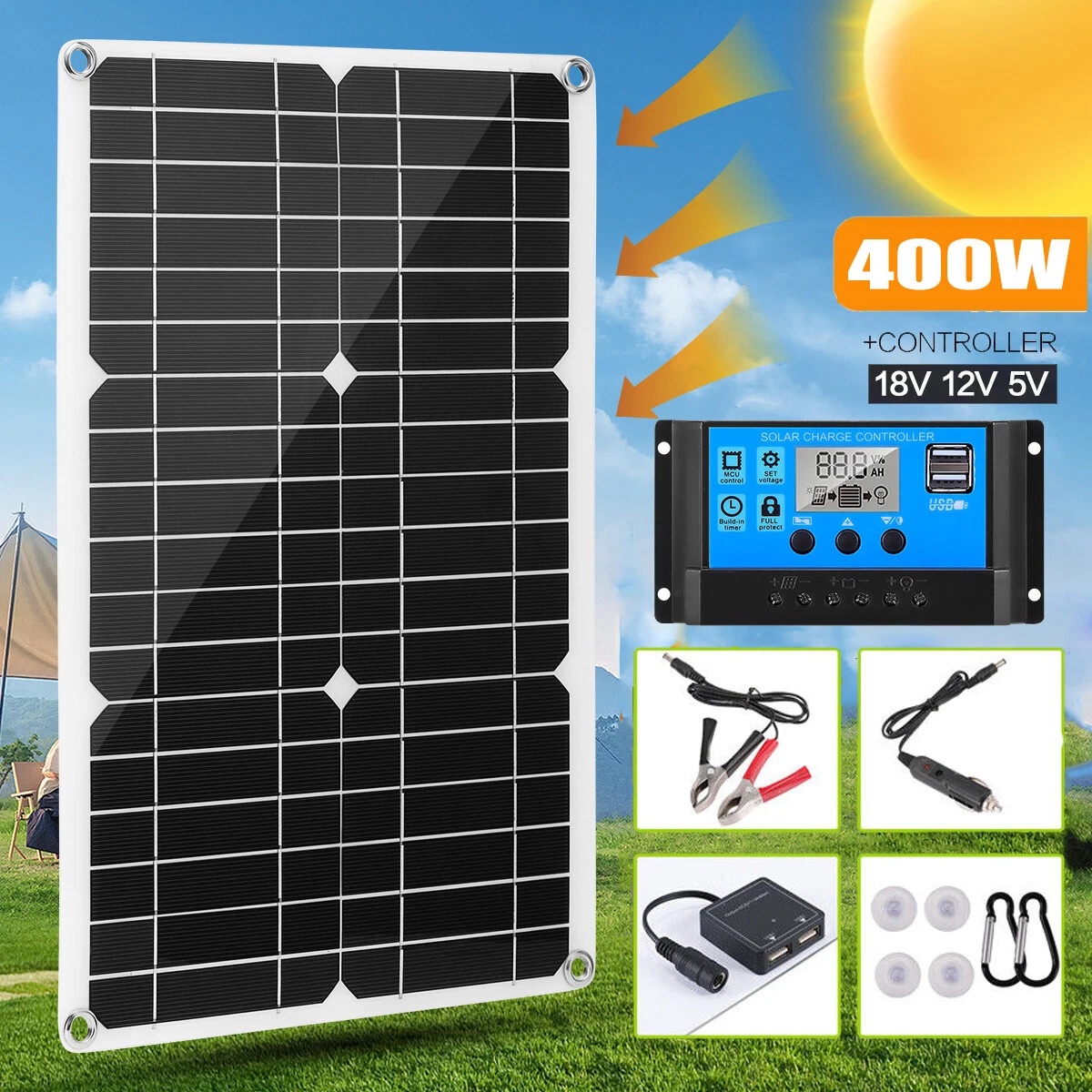 Rv Solar Kit 400W - Kit Pannello Solare Semi-Flessibile 400W con
